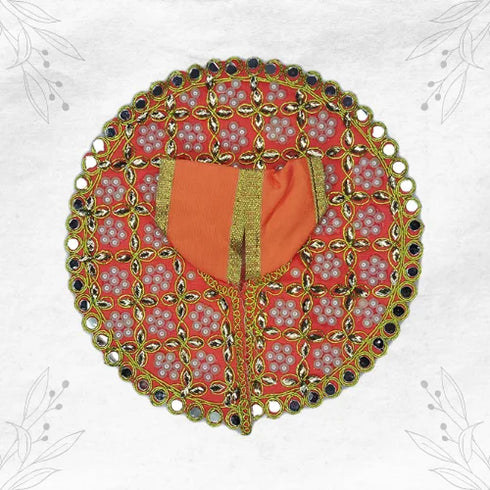 Graceful Orange Dress with Pearls – A Majestic Look for Laddu Gopal Size-3