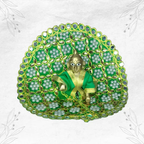 Divine Green Dress with Moti Work for Laddu Gopal Ji Size-3