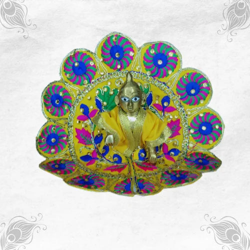 Radiant Yellow and Blue Poshak for Little Krishna Ji Size-3