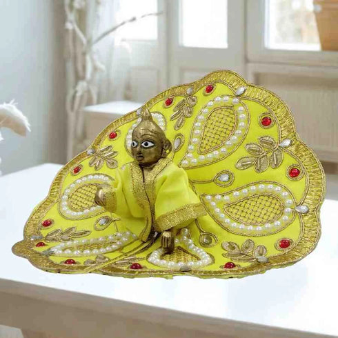 Beautiful Yellow Designer Poshak for Kanha Ji Size-3