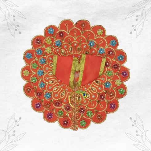 Royal Orange Dress with Embroidery for Little Krishna Size-4