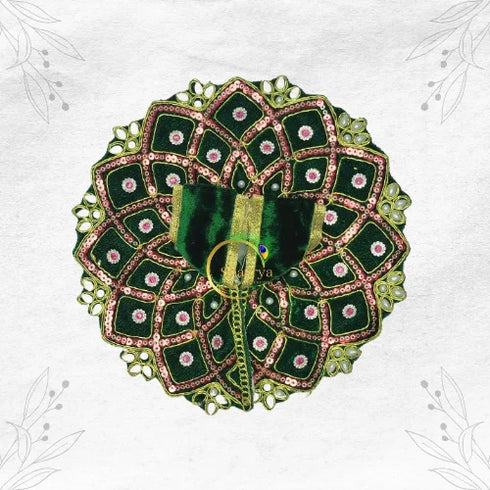 Traditional Green Velvet Dress for Kanha Ji S40P801- Size-4