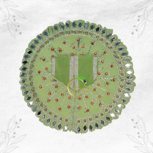 Soft Light green Outfit with Delicate Mirror Work clothes for Laddu Gopal Ji Size-4