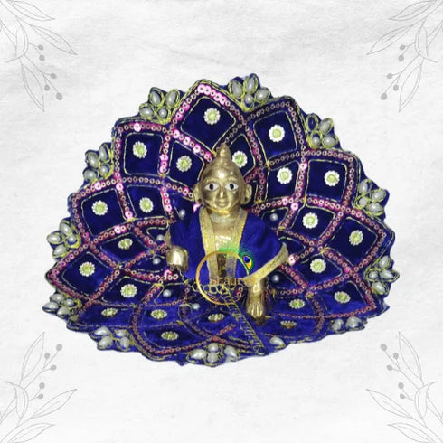Traditional Velvet Dress in Royal Blue for Laddu Gopal Ji S40P804- Size-4