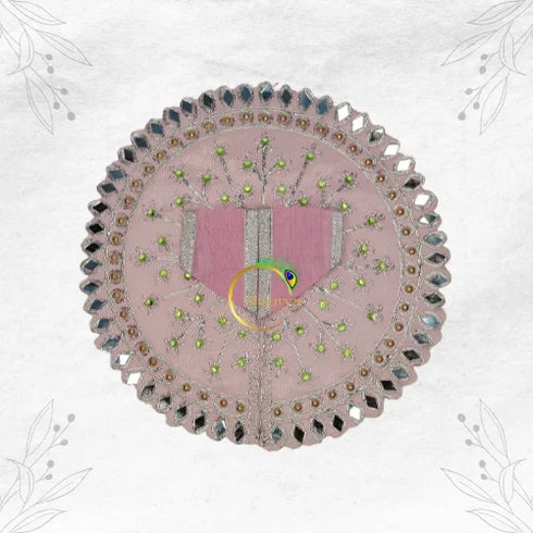 Graceful Baby Pink Dress with Artistic Mirror Work for Thakur Ji Size-4