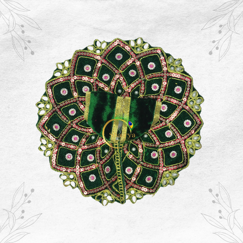Traditional Green Velvet Dress for Kanha Ji Size-4