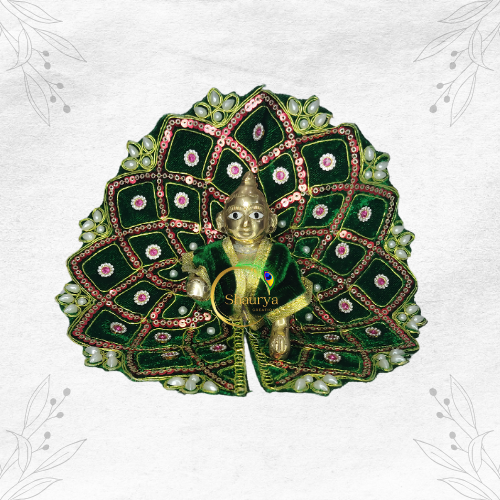 Traditional Green Velvet Dress for Kanha Ji Size-4