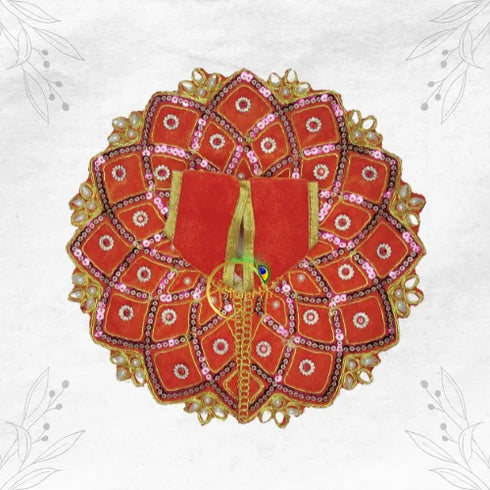 Orange Velvet Laddu Gopal Dress S40P805 Size-4