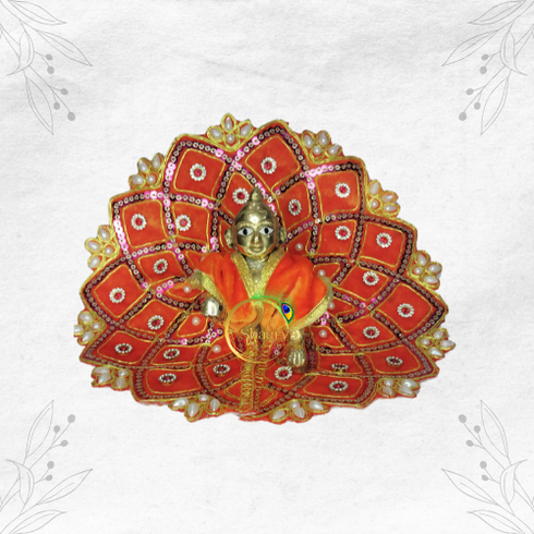 Orange Velvet Laddu Gopal Dress Size-4