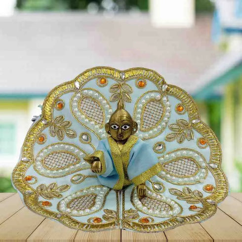 Beautiful Light Blue Designer Poshak for Kanha Ji Size-4