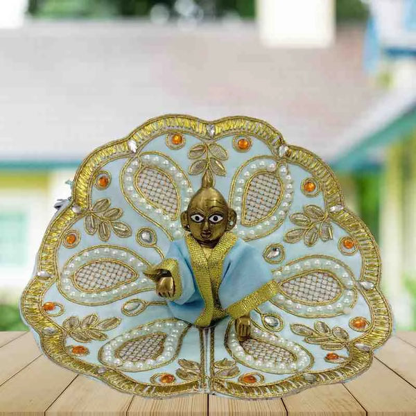 Beautiful Light Blue Designer Poshak for Kanha Ji Size-4