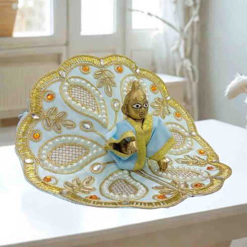 Beautiful Light Blue Designer Poshak for Kanha Ji Size-4