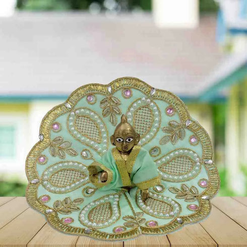 Beautiful Light Green Designer Poshak for Kanha Ji Size-4
