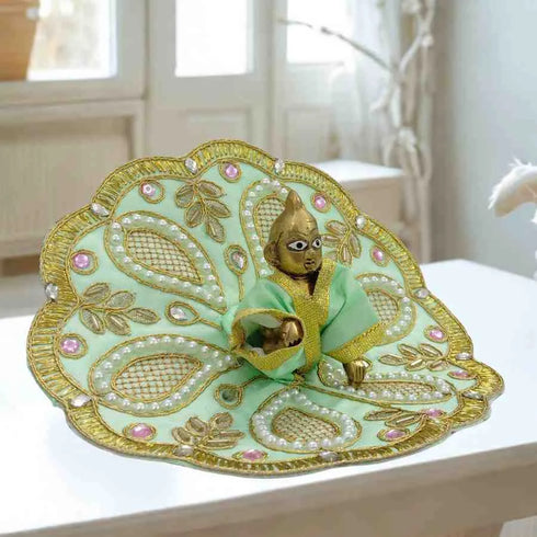 Beautiful Light Green Designer Poshak for Kanha Ji Size-4