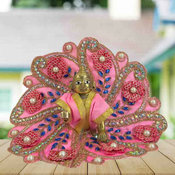 Elegant Pink Laddu Gopal Dress with Pearl & Stone Embellishments Size-4