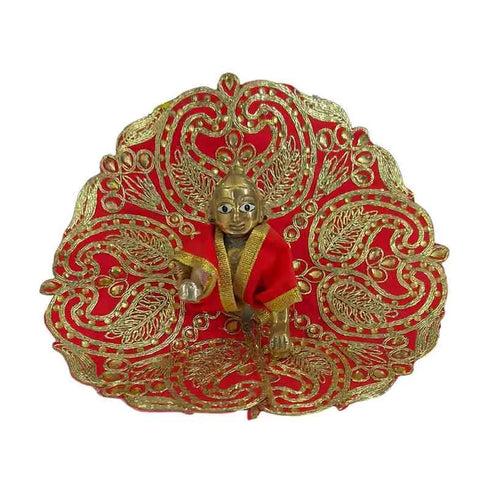 Elegant Red & Gold Laddu Gopal Dress Size-4