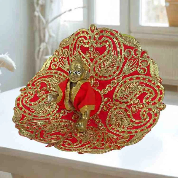 Elegant Red & Gold Laddu Gopal Dress Size-4