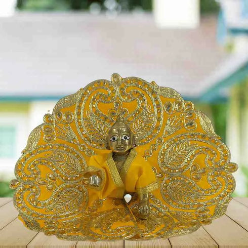 Radiant Yellow & Gold Laddu Gopal Dress Size-4