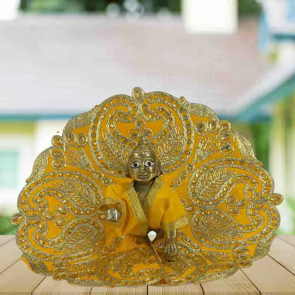 Radiant Yellow & Gold Laddu Gopal Dress Size-4