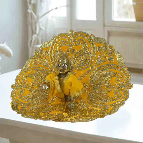 Radiant Yellow & Gold Laddu Gopal Dress Size-4