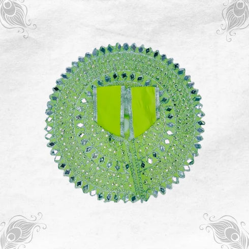 Trendy Light Green Dress with Sparkling Mirror Work for Little Krishna Size-5