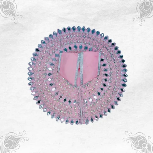 Traditional Light Pink Dress with Mirror Embroidery for Thakur Ji Idol Size-5