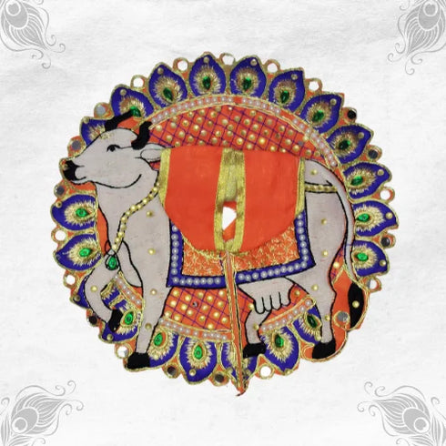 Adorable Orange and Blue Poshak with Gau Mata Design for Bal Gopal Size-5