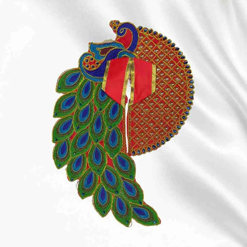 Royal Peacock Style Dress with Red Top for Laddu Gopal Size-5