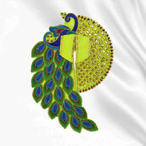Elegant Neon Green Peacock Dress for Laddu Gopal Size - 5