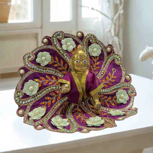Royal Purple Floral Laddu Gopal Dress Set Size-5