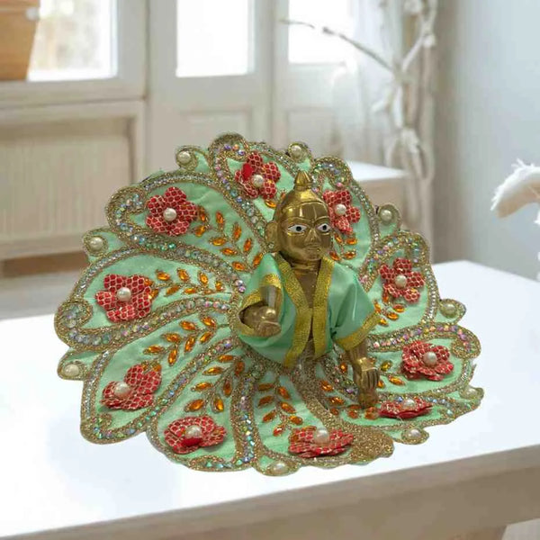 Graceful Green Floral Laddu Gopal Dress Set Size-5