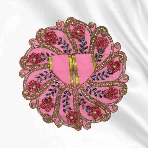 Elegant Pink Floral Laddu Gopal Dress Set Size-5