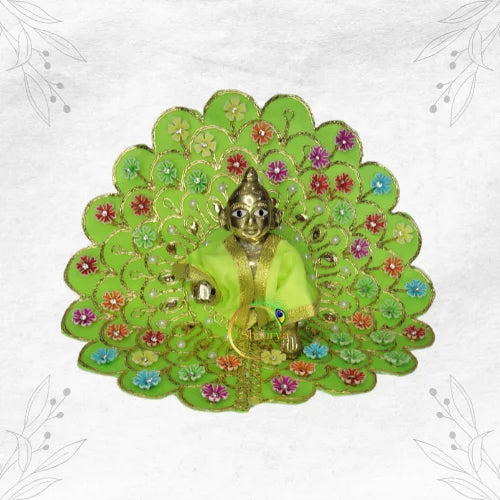 Beautiful Light Green Dress with Artistic Embroidery for Laddu Gopal Ji Size-4