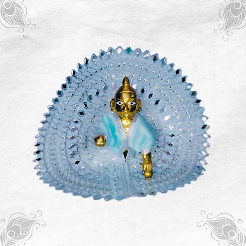 Radiant Sky Color Outfit with Stunning Mirror Outline for Little Krishna Size-5