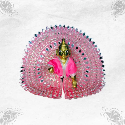 Beautiful Pink Dress with Sparkling Mirror Work for Bal Gopal Ji Size-5
