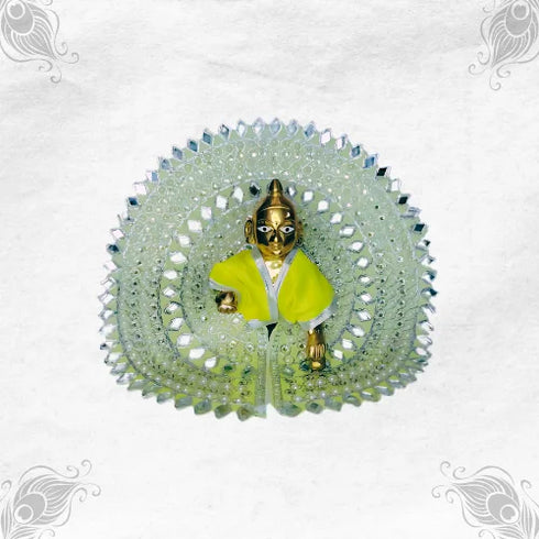Graceful Mirror Work Poshak in Light Green for Bal Gopal Ji Size-5