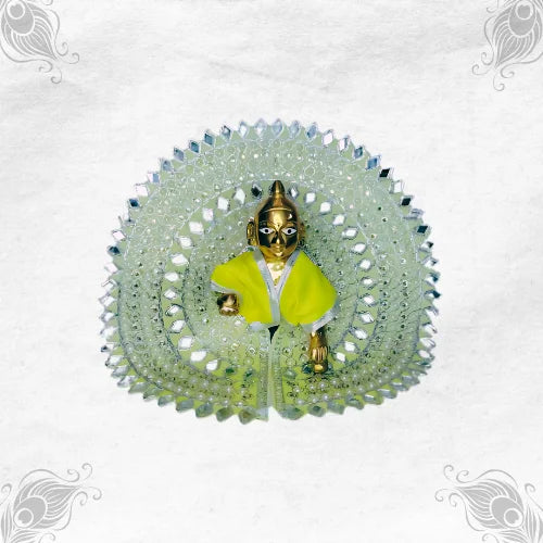 Graceful Mirror Work Poshak in Light Green for Bal Gopal Ji Size-5