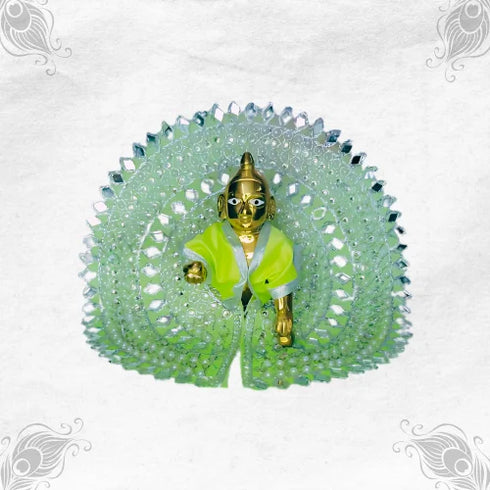 Trendy Light Green Dress with Sparkling Mirror Work for Little Krishna Size-5