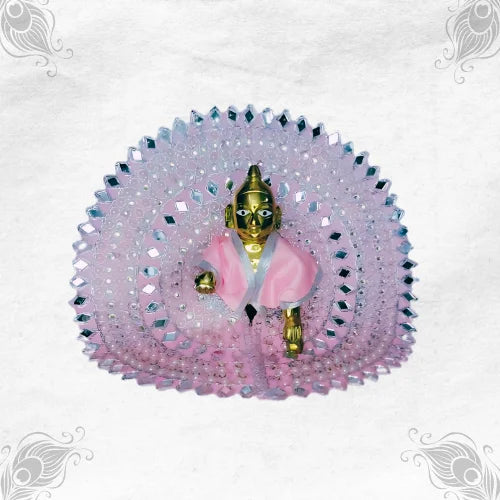 Traditional Light Pink Dress with Mirror Embroidery for Thakur Ji Idol Size-5