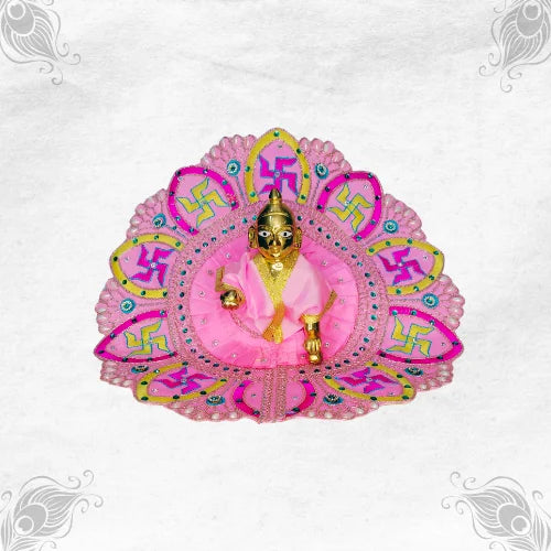 Auspicious Light Pink Poshak with Swastik Design for Bal Gopal Ji Size-6