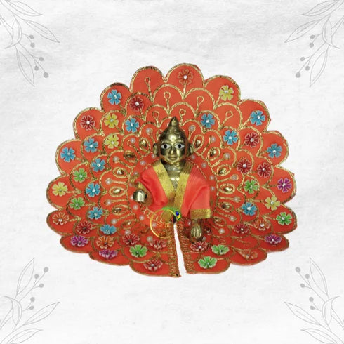 Royal Orange Dress with Embroidery for Little Krishna Size-4