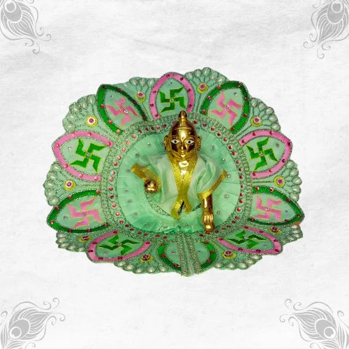 Elegant Swastik Embroidered Light Green Dress for Little Krishna Size-6