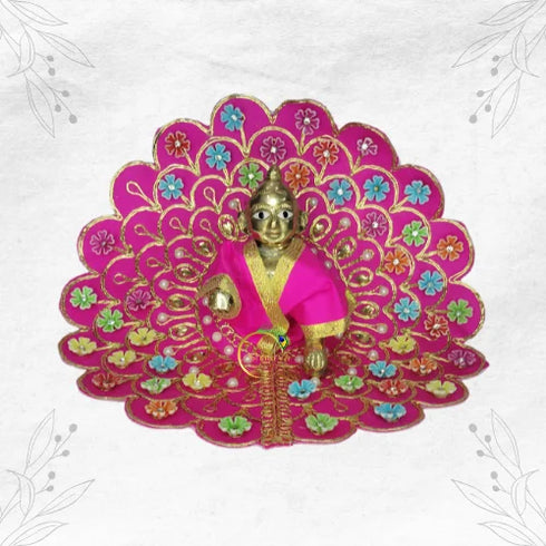 Bright Pink Dress with Embroidery for Krishna Ji Size-4