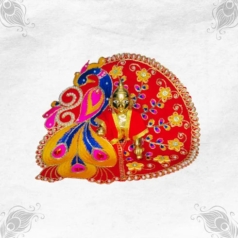 Divine Red Dress with Beautiful Mor Design for Lord Kanha Ji Size-6