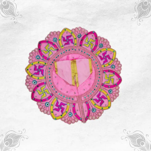 Auspicious Light Pink Poshak with Swastik Design for Bal Gopal Ji Size-6