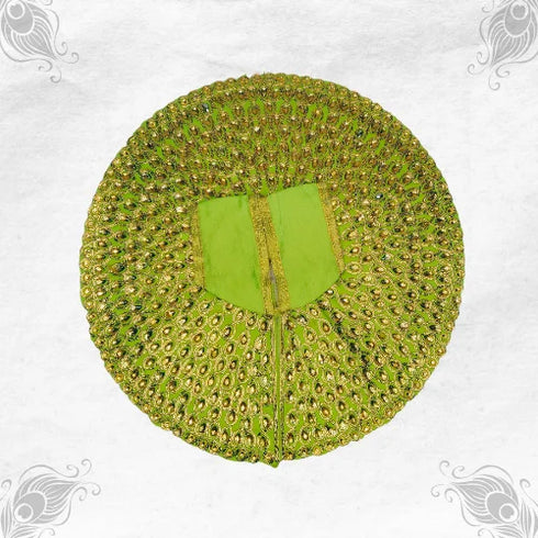 Vibrant Green Dress with Traditional Embroidery for Little Krishna Size-6