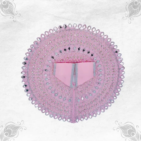 Graceful Light Pink Mirror Work Poshak for Thakur Ji Size-6