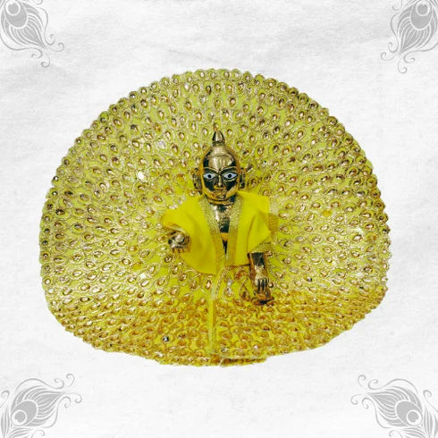 Radiant Yellow Dress with Beautiful Embroidery for Laddu Gopal Ji Size-6