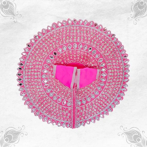 Divine Pink Outfit with Beautiful Mirror Embroidery for Gopal Ji Size-6