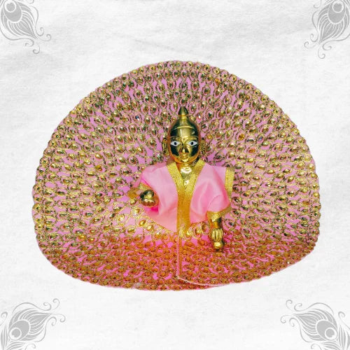 Divine Peach Dress with Exquisite Embroidery for Bal Gopal Ji Size-6
